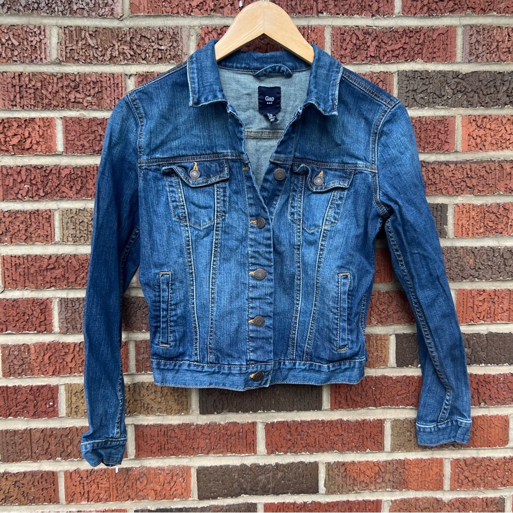 Gap Dark Washed Button Down Collared Denim Jean J… - image 2